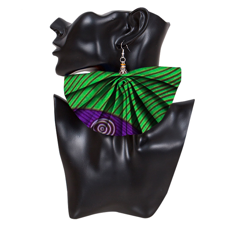 Factory wholesale Bazin Riche Bag African Jacquard Garment Fabric Handbags - African Ankara Earrings Fan Shape For Women Handmade Jewelry WYA081 – AFRICLIFE