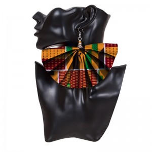 African Ankara Earrings Fan Shape For Women Handmade Jewelry WYA081