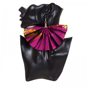 African Ankara Earrings Fan Shape For Women Handmade Jewelry WYA081