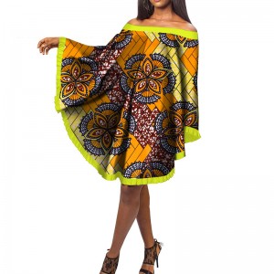 African Dresses for Women African Print Bat Sleeve Slash Neck Anakra Dress WY153