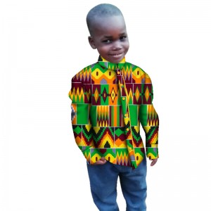 Boy’s Tops Bazin Riche African Wax Print Ankara Clothes WYT269