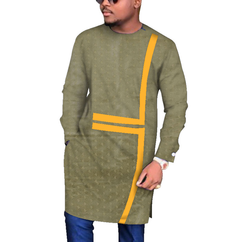 African Men’s Long Sleeve Robes Traditional African Clothing for Dashiki Plus Size attire outfits WYN683 Featured Image