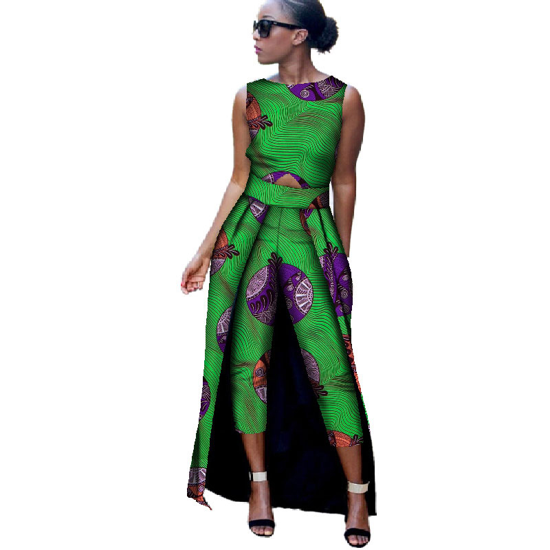 Fashion Africa Cotton Print Romper African Jumpsuit For Women Dashiki Fitness Jumpsuit WYD8 Featured Image