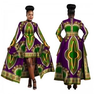 African Women Dashiki Long Dress for Wax Print Batik Sexy wear WY1268