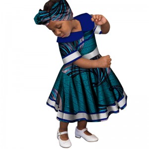 Girls Pan Collar Lace Dresses Bazin Riche African Print Ankara Skirt for WYT246