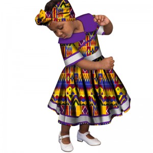 Girls Pan Collar Lace Dresses Bazin Riche African Print Ankara Skirt for WYT246