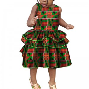 African Children O-Neck African Clothing Cotton Dress Sleeveless WYT242