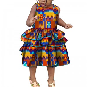 African Children O-Neck African Clothing Cotton Dress Sleeveless WYT242
