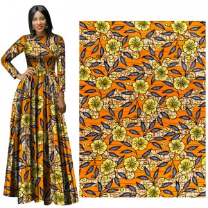 High Quality 6 Yards Cotton Wax Material African Fabric for Orange Cloth For Party Dress 24FS1422