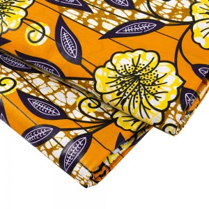 High Quality 6 Yards Cotton Wax Material African Fabric for Orange Cloth For Party Dress 24FS1422