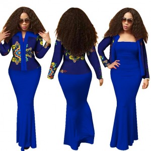 African 2 Pieces Set for Women Dashiki Crop Top Suits WY1313