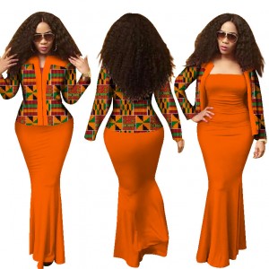 African 2 Pieces Set for Women Dashiki Crop Top Suits WY1313