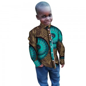 Boy’s Tops Bazin Riche African Wax Print Ankara Clothes WYT269
