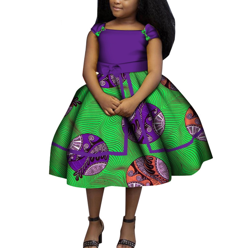 Short Lead Time for Wedding African Attire - Lovely Girls Dresses Bazin Riche African Print Bow Tie Cute Ankara Dresses for Children Clothing Party Dress WYT525 – AFRICLIFE