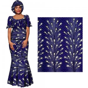 Vlisco Original Design African Fabric Classic feather pattern Polyester Wax Fabric with FP6388