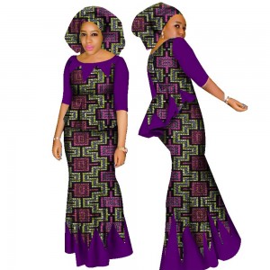 African Women skirt Set Dashiki Cotton Crop Top and Skirt Set with a Head Scarf  WY1437