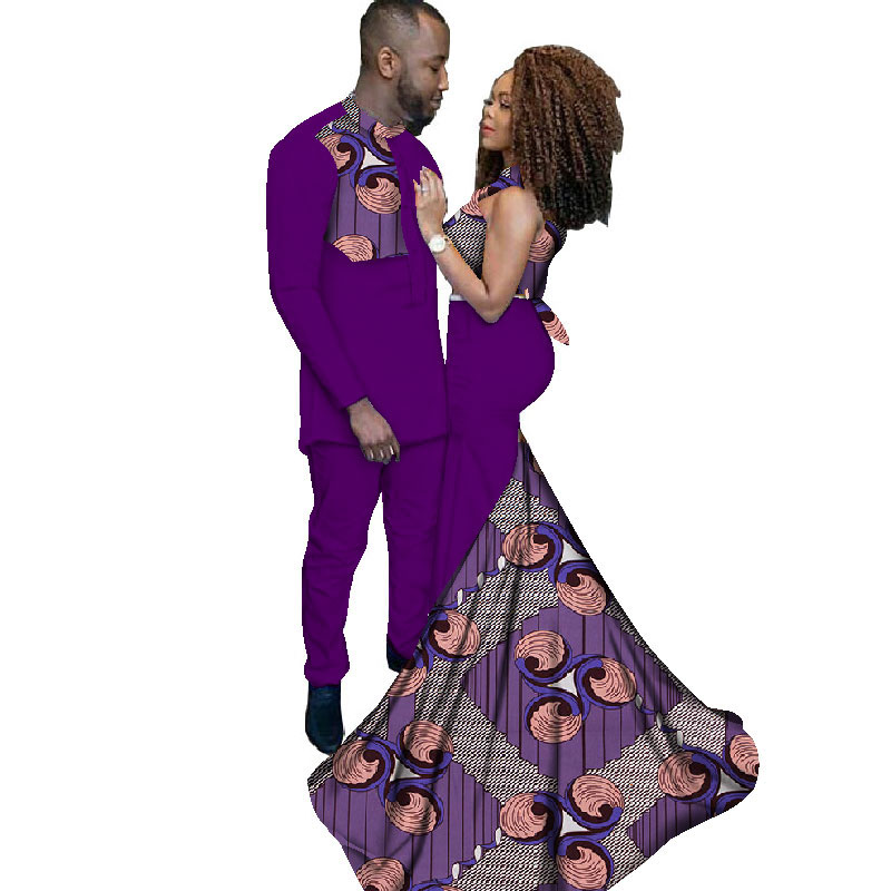 Fashion African Couples Lover Clothing for Women Ankara Sexy Dress Men’s Suit WYQ52 Featured Image