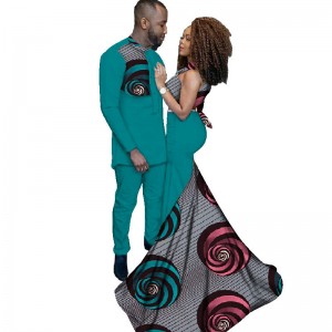 Fashion African Couples Lover Clothing for Women Ankara Sexy Dress Men’s Suit WYQ52