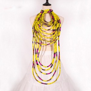 African Wax Print Fabric Colorful Shawl  Handmade Necklace Tribal Jewelry WYB084