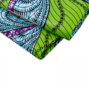 Green Background Farbic Ankara Polyester Patchwork Fabric for Women Party Dress FP6382