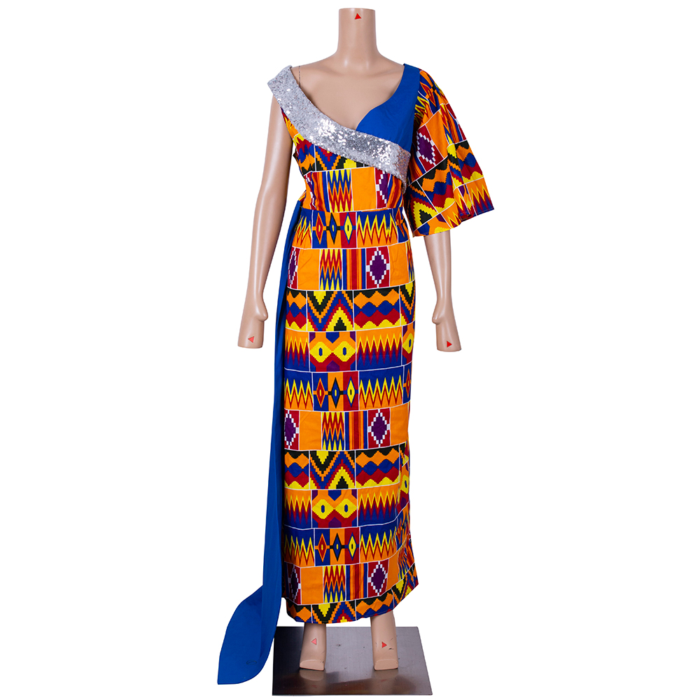 2021 newest Fashion African Women Clothing I-Shoulder Floor-Length Trumpet Dress with WY9064 Featured Image