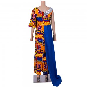 2021 newest Fashion African Women Clothing I-Shoulder Floor-Length Trumpet Dress with WY9064