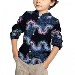 Fashion African Wax Print Patchwork Cotton Shirt for Boys Children Kids Clothing WYT384