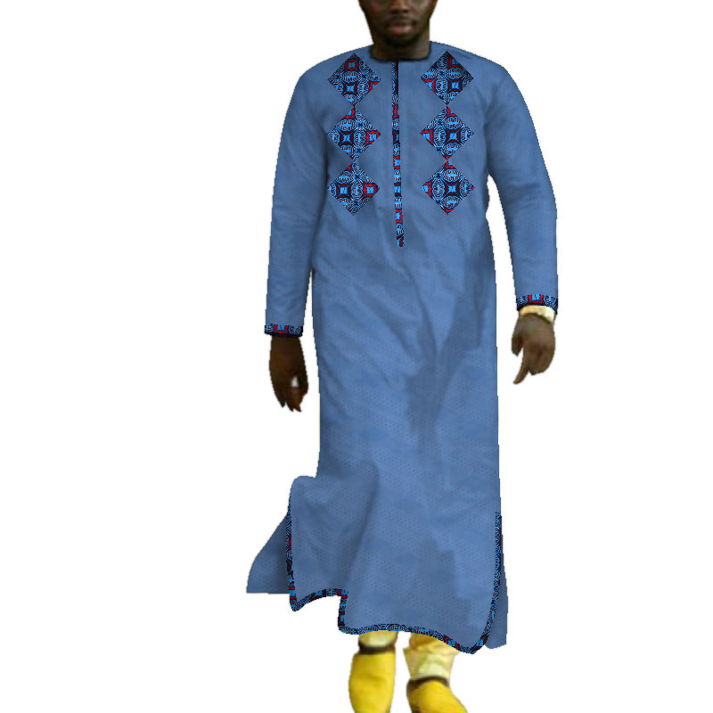 Traditional African Clothing Print Wax Loose Long Sleeve Robes for men WYN667