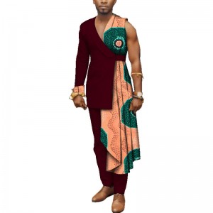 African One-Shoulder Top and Pants Cotton 2 Pieces Sets for Mens Clothing WYN497