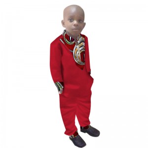 African Dashiki Kids Clothing with Long Sleeves Plus Solid Color Long Pant for Boys WYT108