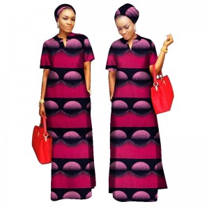 2021 African Styles Clothing Women Riche Bazin Straight 100% Cotton Long Dress Maxi WY843