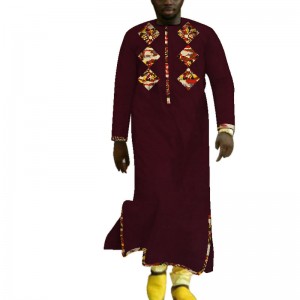 Traditional African Clothing Print Wax Loose Long Sleeve Robes for men WYN667