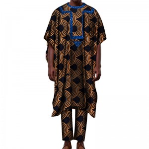 African Print Men Long robe and Pants Suits Set Traditional Clothing WYN852