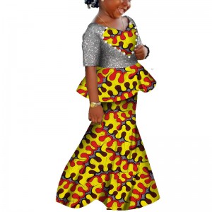 African Traditional Cotton Dashiki Girl Dress with Long Sleeve WYT61