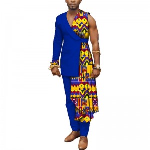 African One-Shoulder Top and Pants Cotton 2 Pieces Sets for Mens Clothing WYN497