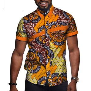 China Factory for Latest African Wear Designs - African Men Clothes Bazin Riche Print Causal Party Men Short Sleeve Tops Ankara WYN714 – AFRICLIFE