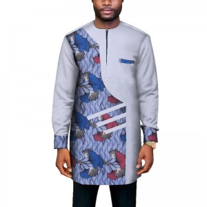 New Trendy African Men Clothes Male Long Sleeve Patchwork Dashiki African Print Clothing Wedding Party WYN669