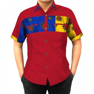 Customizated African Print Mens Short Sleeve Shirt for Dashiki Slim Fit T-shirt WYN302