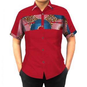 Customizated African Print Mens Short Sleeve Shirt for Dashiki Slim Fit T-shirt WYN302