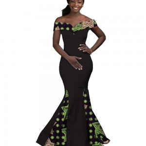 African Dresses for Women Party Evening African Wax Print Long Maxi Dress WY2860