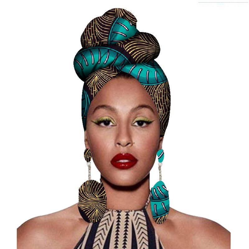Factory Cheap Hot African Print Fabric Covered Wood Bangles - Africa Women Headwarp & Earring Ankara Headtie Dashiki African Headtie Accessories WYB56 – AFRICLIFE