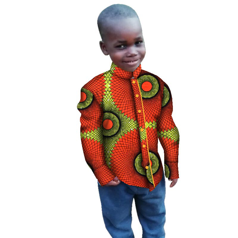 Boy’s Tops Bazin Riche African Wax Print Ankara Clothes WYT269 Featured Image