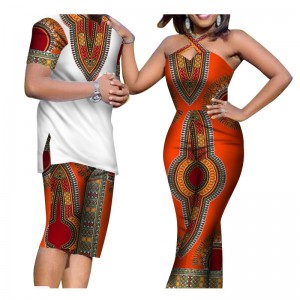 Summer African Print Couples Clothing for Dashiki 2 Pieces Lover Couples attire WYQ81