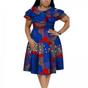 2021 High quality African Wear Suit - Bazin Riche African Ruffles Collar for Women Dashiki Print Pearls Dresses WY4401 – AFRICLIFE