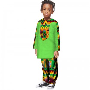 Boy African Clothes Tops and Pants Sets Trousers Bazin Riche WYT202