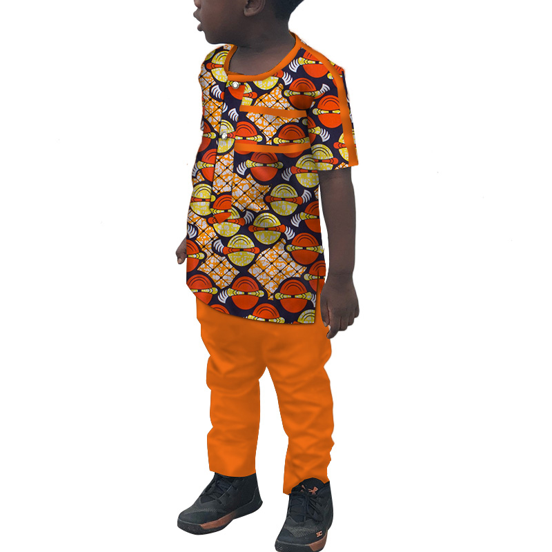 African Print Patchwork Shirt and Pants Sets Children Clothing WYT258 Featured Image