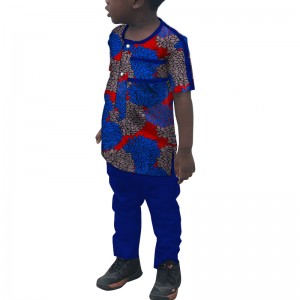 African Print Patchwork Shirt and Pants Sets Children Clothing WYT258