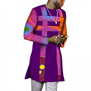 African Dashiki Shirt for Men O-Neck Outfits Shirt Long Sleeve WYN607
