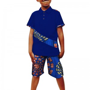 Summer African Clothing Two Pieces Dashiki Traditional Spring Boy Clothes with Short T-shirt WYT55