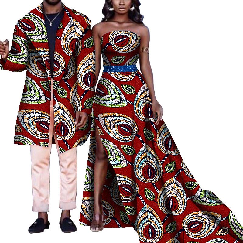 African Couple Robe Dashiki Clothes for Africaine Femme Dresses and Men Jacket Lover Outfit Abaya Clothing WYQ575 Featured Image